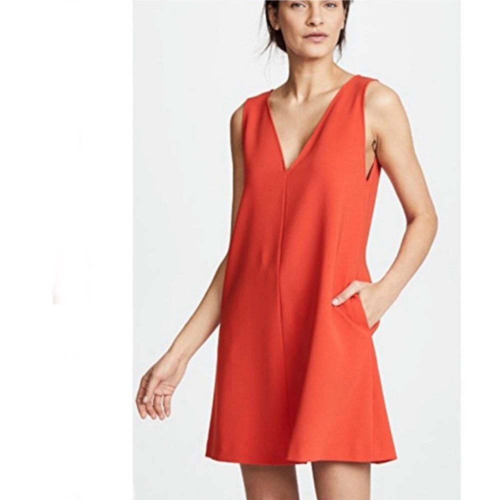 Theory Admiral Crepe Dress in Red-Orange Size Small
